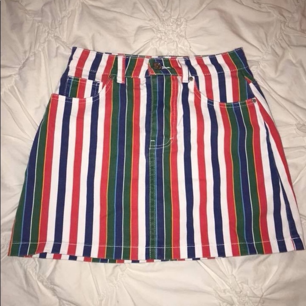 Striped jean skirt